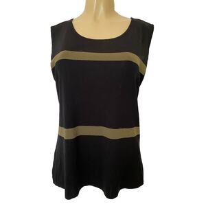 Exclusively Misook Tank Top Blouse Shirt Sleeveless Scoop Neck Black Str…